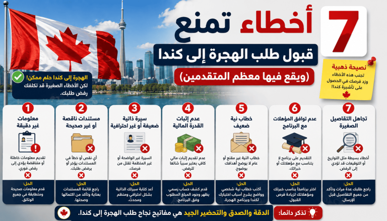 7 أخطاء تمنع قبول طلب الهجرة إلى كندا (ويقع فيها معظم المتقدمين)